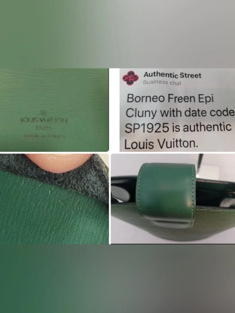 Louis Vuitton Cluny Green Epi Leather Shoulder Bag Vintage with Dust Bag